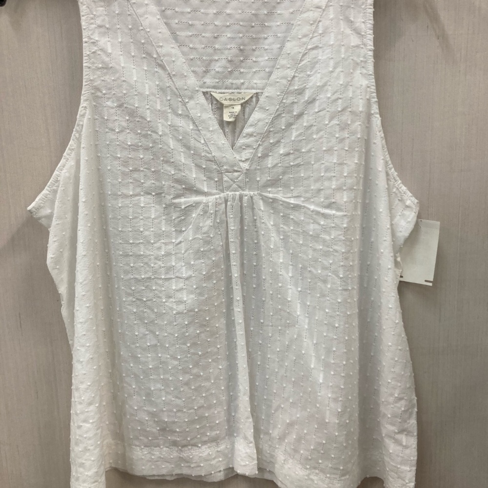 NWT Caslon White Polka Dot V Neck Tank Top